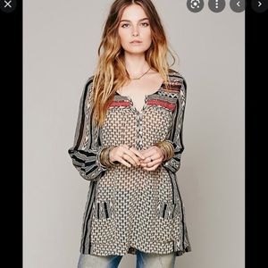 Free people beaded feather in the wind tunic